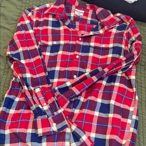 Old Navy Red and Blue Plaid Button-Up Shirt size Large